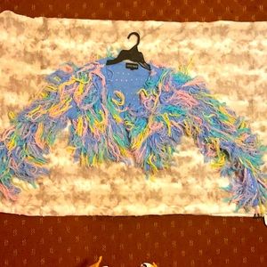 "Current Mood" Trendy fringe sweater.